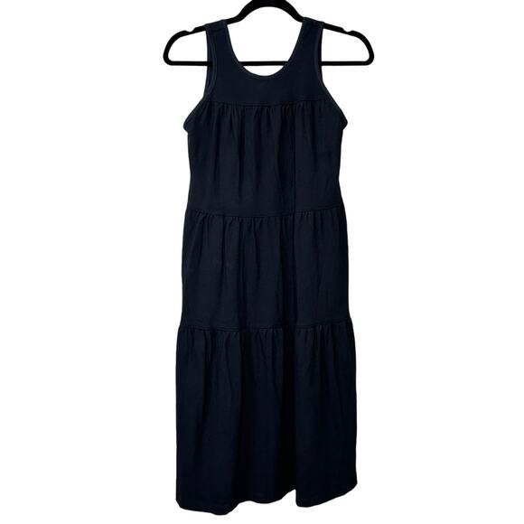 Everlane The Weekend Tiered Dress Black Sleeveless Cotton Midi Women's XXS NWOT - Picture 2 of 9